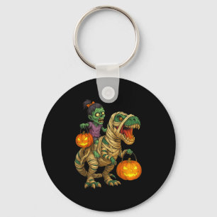 Zombie Meisje Reitend Mummie T Rex Halloween Kinde Sleutelhanger