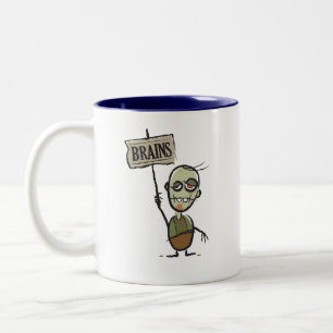 Zombie met Brains Sign Two-Tone Mok