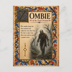 Zombie, middeleeuwse bestiariumkunst briefkaart