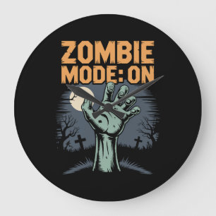 Zombie Modus Aan Griezelen Halloween T shirt Grote Klok