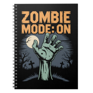 Zombie Modus Aan Griezige Halloween T-shirt Notitieboek