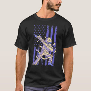 Zombie Mummy Dab Dabbing Dans Amerikaanse vlag Hal T-shirt