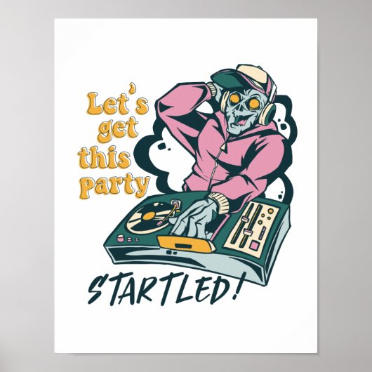 Zombie Music DJ Retro Halloween Party Poster (Voorkant)