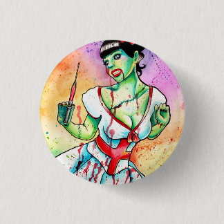 Zombie Nurse Pin Up Girl Ronde Button 3,2 Cm