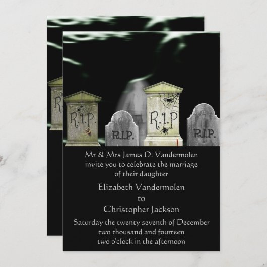 Zombie- of spookbruiloft kaart (Voorkant / Achterkant)