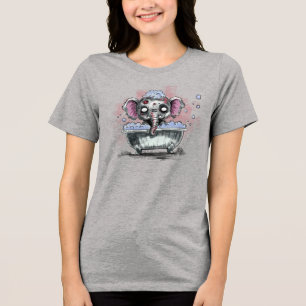 Zombie Olifant in een Badkuip Tri-Blend Shirt