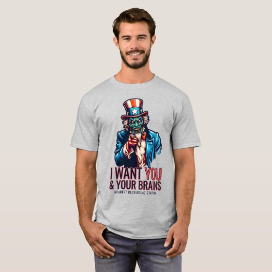 Zombie oom Sam T-shirt (Voorkant volledig)