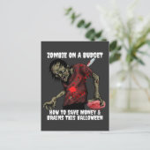 Zombie op een budget Halloween Briefkaart (Staand voorkant)
