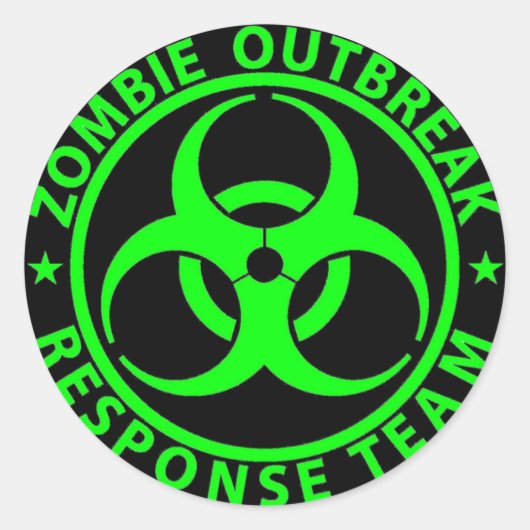 Zombie Outbreak Response Team Neon Green Ronde Sticker (Voorkant)