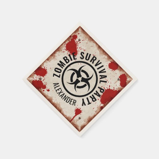Zombie overlevingsfeest met een roestig teken en b servet (Hoek)