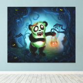 Zombie Panda Halloween Bos Canvas Afdruk (Insitu (Houten vloer))