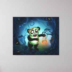 Zombie Panda Halloween Bos Canvas Afdruk