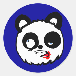 Zombie Panda Head Ronde Sticker