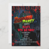 ZOMBIE PARTY Halloween Comic Party Invitations (Devant)