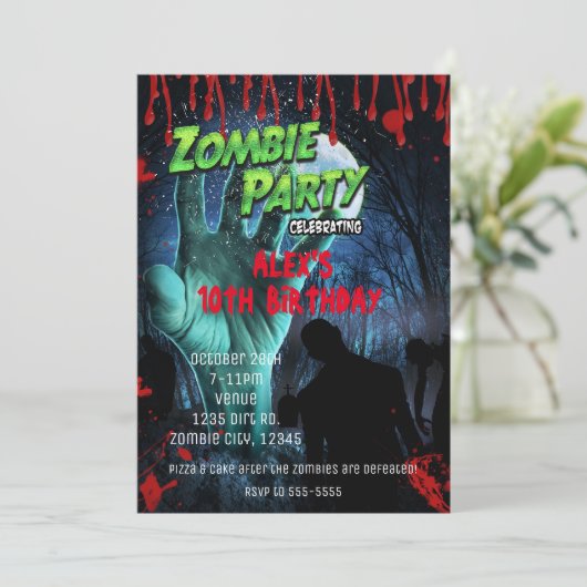 ZOMBIE PARTY Halloween Invitations (Debout devant)
