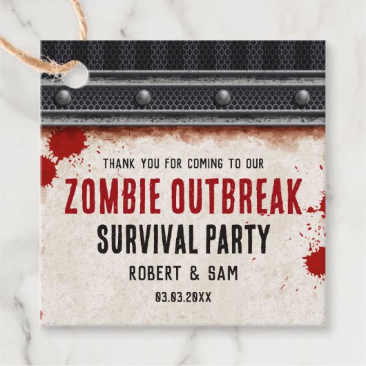 Zombie party rusty bedankjes labels (Voorkant)