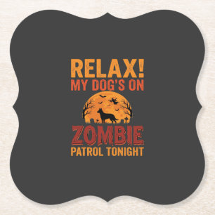 Zombie Patrouille Hond Halloween Kartonnen Onderzetters