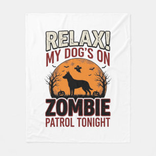 Zombie Patrouille Hond Halloween Vintage Gravure O Fleece Deken