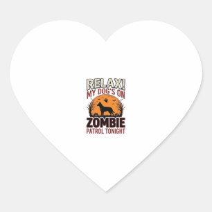 Zombie Patrouille Hond Halloween Vintage Gravure O Hart Sticker