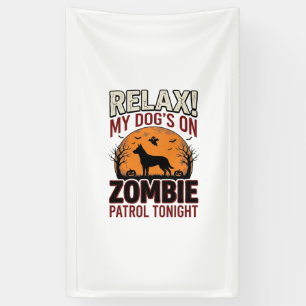 Zombie Patrouille Hond Halloween Vintage Gravure O Spandoek