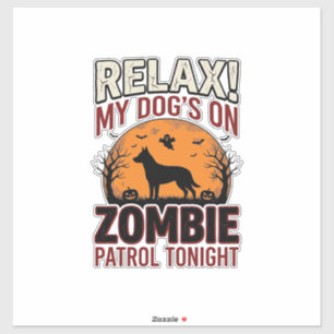 Zombie Patrouille Hond Halloween Vintage Gravure O Sticker
