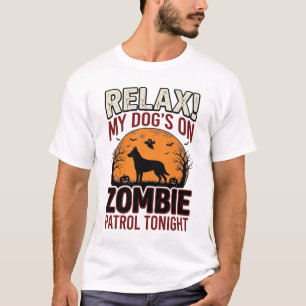 Zombie Patrouille Hond Halloween Vintage Gravure O T-shirt