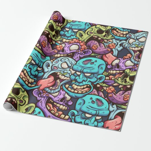 Zombie Pattern Cadeaupapier (Uitgerold)