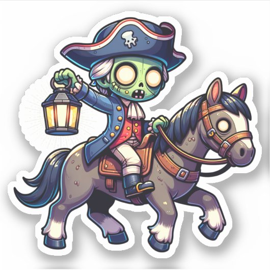 Zombie Paul Revere's Ride Sticker (Voorkant)