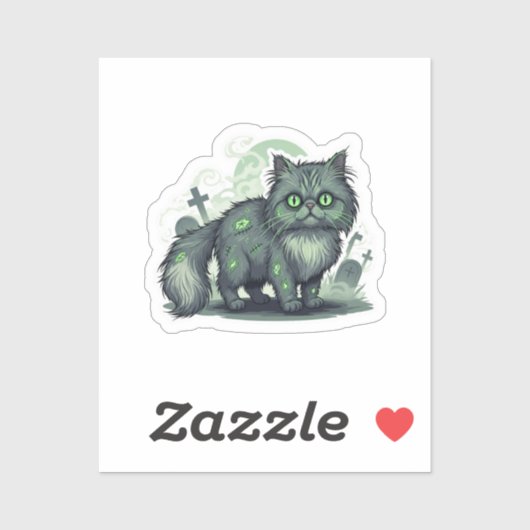 Zombie Perzisch - Fluffy Perzische kat Halloween Sticker (Vel)