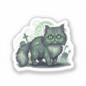 Zombie Perzisch - Fluffy Perzische kat Halloween Sticker (Voorkant)