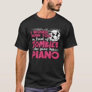 Zombie Piano Player Pianist Toetsenbord Grappig Gr T-shirt