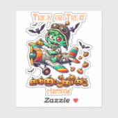 Zombie Pilot Vliegtuig Pompoenen Halloween custom Sticker (Vel)
