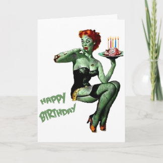 Zombie Pin Up Verjaardag Kaart