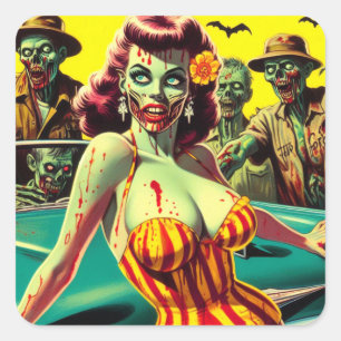 Zombie Pin-up Vierkante Sticker