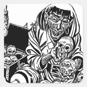 zombie pirate schat monster horror kunst vierkante sticker