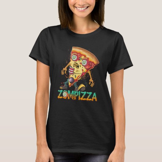 Zombie Pizza Zompizza Grappig Halloween Zombie Ete T-shirt (Voorkant)