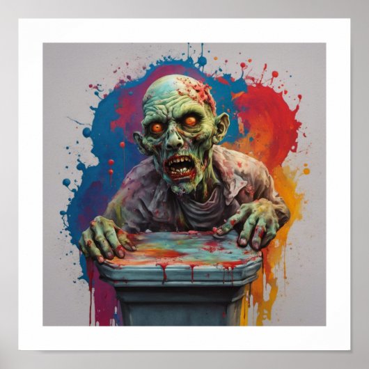 Zombie Posing voor Shot Halloween Poster (Voorkant)