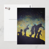 Zombie Procession silhouette horreur carte postale (Devant / Derrière)
