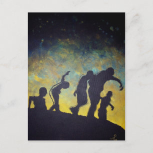 Zombie Procession silhouette horreur carte postale