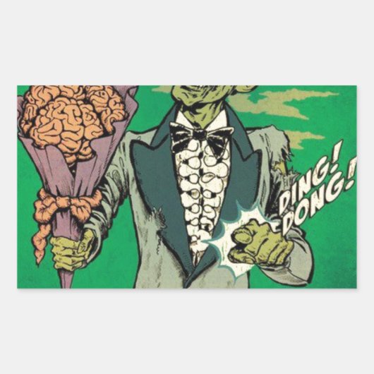 zombie prom date met brain rozen rechthoekige sticker (Voorkant)