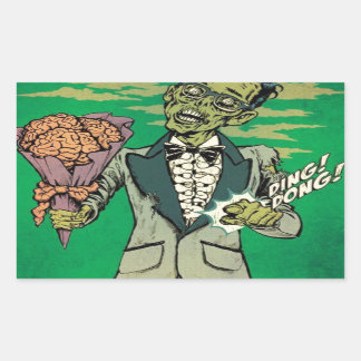zombie prom date met brain rozen rechthoekige sticker