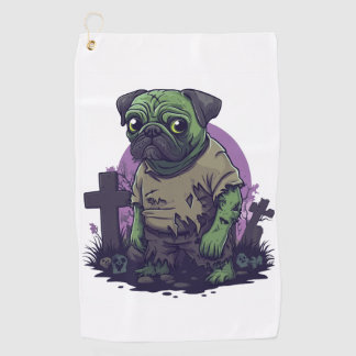Zombie Pug � Onsterfelijk Grappige Halloween Hond Golfhanddoek