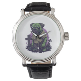 Zombie Pug � Onsterfelijk Grappige Halloween Hond Horloge