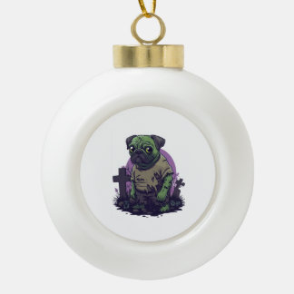 Zombie Pug � Onsterfelijk Grappige Halloween Hond Keramische Bal Ornament