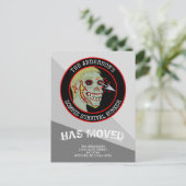 Zombie Red Black Logo Funny Moing New Address Aankondigingskaart (Staand voorkant)