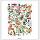 Zombie Retro Vrouwen Sticker (Vel)