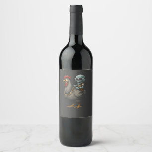 Zombie Rider Chicken - Crazy Coffee Mok Wijn Etiket