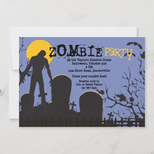 Zombie Rises Halloween Party Invitation Kaart (Voorkant)