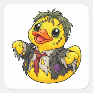 Zombie Rubber Eend Halloween Kostuum Vierkante Sticker