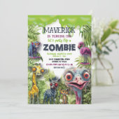 Zombie Safari Dieren Verjaardag Kaart (Staand voorkant)